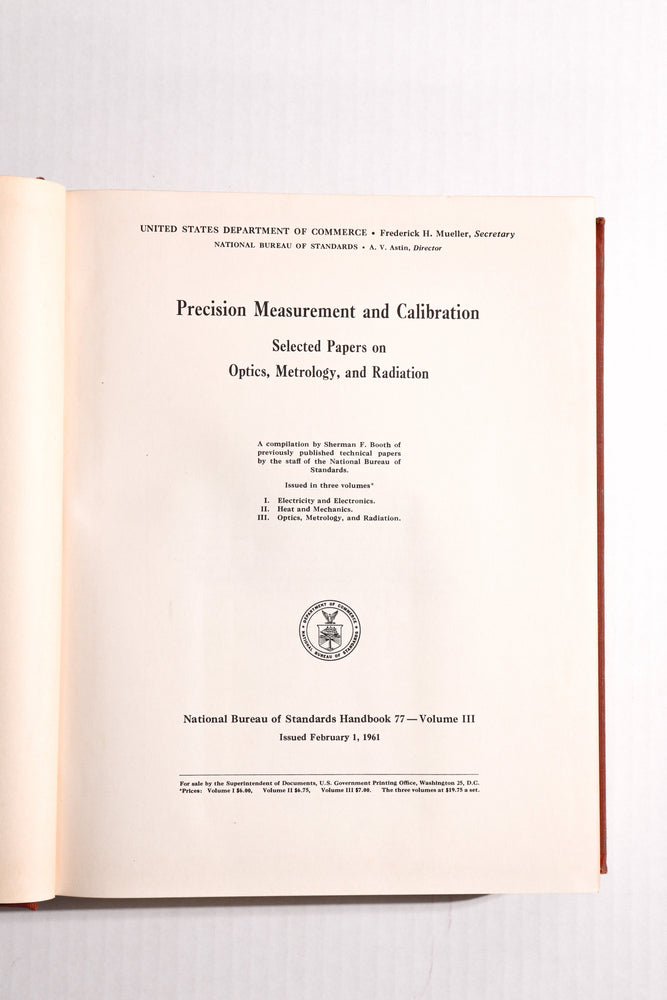 Precision Measurement and Calibration: Handbook 77, Volume 3