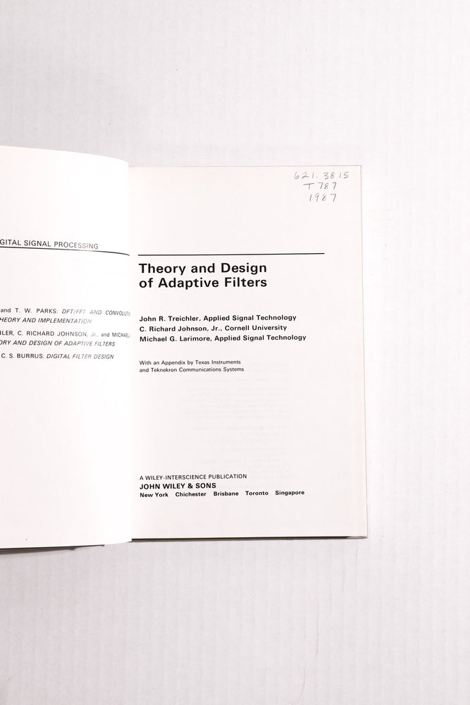 Theory and Design of Adaptive Filters