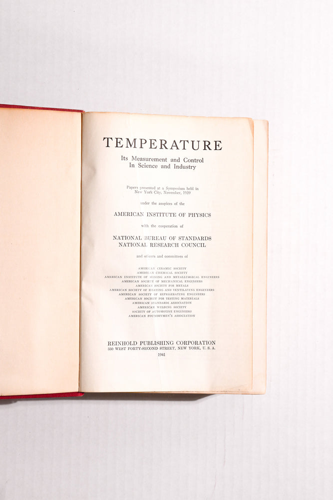 Temperature: Its Measurement and Control in Science and Industry, 1941