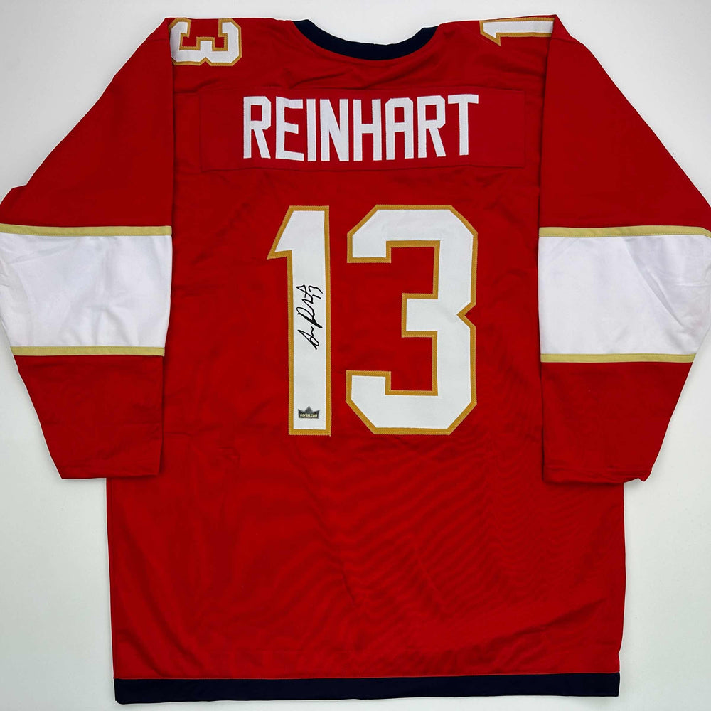 Facsimile Autographed Sam Reinhart Florida Red Reprint Laser Auto Hockey Jersey Size Men's XL (ONLINE ORDER ONLY)