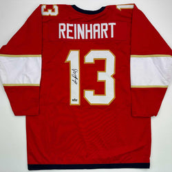 Facsimile Autographed Sam Reinhart Florida Red Reprint Laser Auto Hockey Jersey Size Men's XL (ONLINE ORDER ONLY)