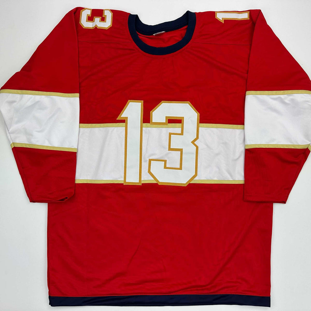 Facsimile Autographed Sam Reinhart Florida Red Reprint Laser Auto Hockey Jersey Size Men's XL (ONLINE ORDER ONLY)