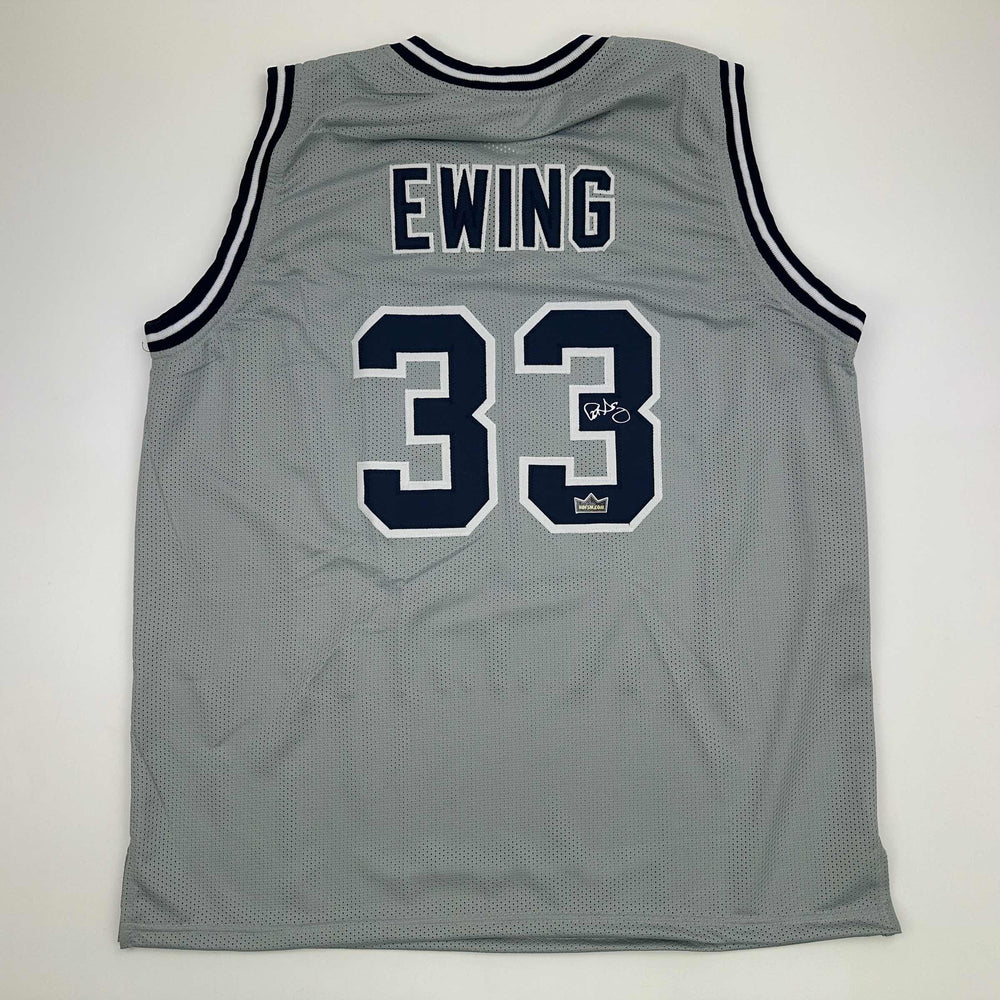 Facsimile Autographed Patrick Ewing Georgetown Grey Reprint Laser Auto College Basketball Jersey Size Men's XL (ONLINE ORDER ONLY)