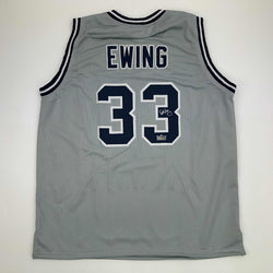Facsimile Autographed Patrick Ewing Georgetown Grey Reprint Laser Auto College Basketball Jersey Size Men's XL (ONLINE ORDER ONLY)