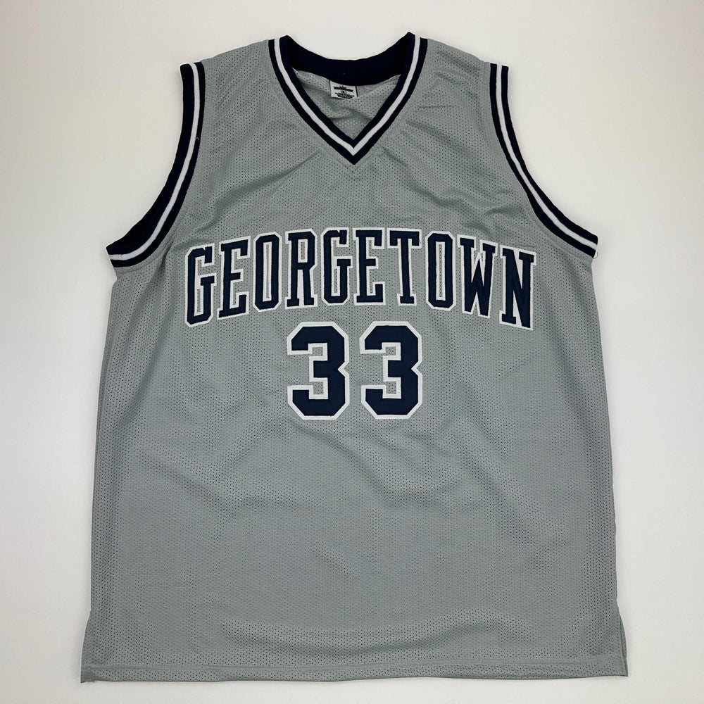 Facsimile Autographed Patrick Ewing Georgetown Grey Reprint Laser Auto College Basketball Jersey Size Men's XL (ONLINE ORDER ONLY)