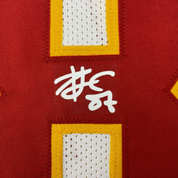 Facsimile Autographed Travis Kelce Kansas City White Reprint Laser Auto Football Jersey Size Men's XL (ONLINE ORDER ONLY)