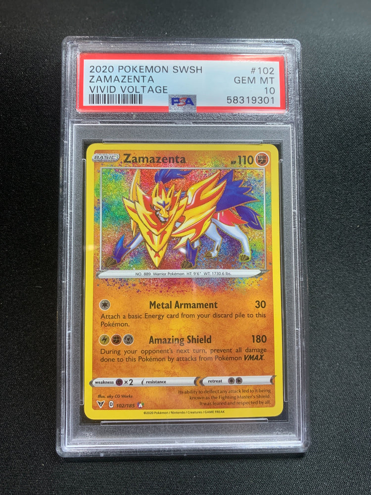 2020 POKEMON SWORD & SHIELD VIVID VOLTAGE ZAMAZENTA #102 - PSA GEM MT 10 (Online Order Only)