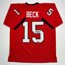Facsimile Autographed Carson Beck Georgia Red Reprint Laser Auto College Football Jersey Size Men's XL (ONLINE ORDER ONLY)