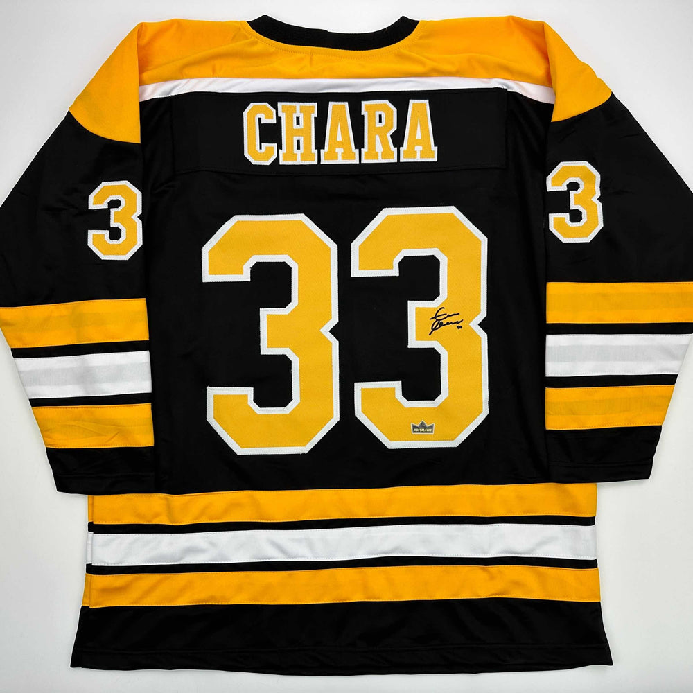 Facsimile Autographed Zdeno Chara Boston Black Reprint Laser Auto Hockey Jersey Size Men's XL (ONLINE ORDER ONLY)