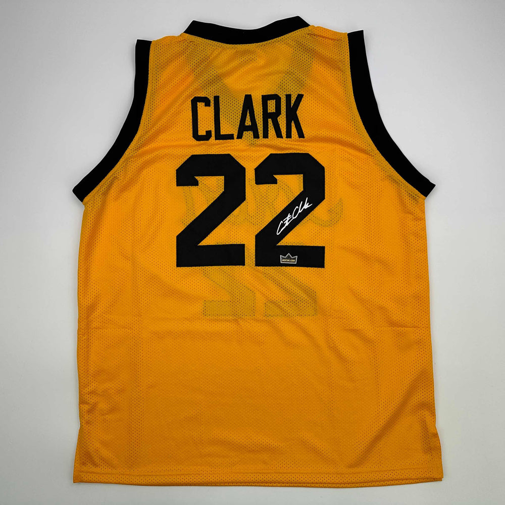 Facsimile Autographed Caitlin Clark Iowa Yellow Reprint Laser Auto College Basketball Jersey Size Men's XL (ONLINE ORDER ONLY)