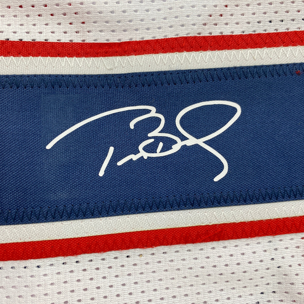 Facsimile Autographed Tom Brady New England White Reprint Laser Auto Football Jersey Size Men's XL (ONLINE ORDER ONLY)