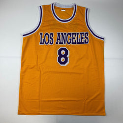 Facsimile Autographed Kobe Bryant #8 Los Angeles LA Yellow Reprint Laser Auto Basketball Jersey Size Men's XL (ONLINE ORDER ONLY)