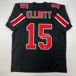 Facsimile Autographed Ezekiel Elliott Ohio State Black Reprint Laser Auto College Football Jersey Size Men's XL (ONLINE ORDER ONLY)