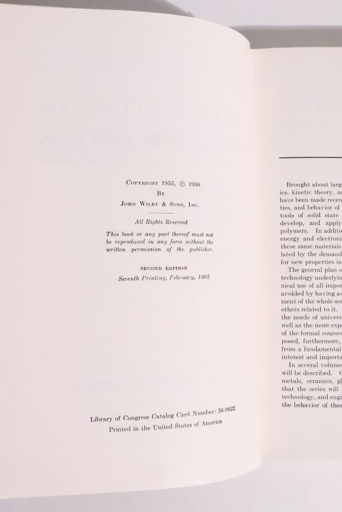 Introduction to Solid State Physics — Charles Kittel, 1963
