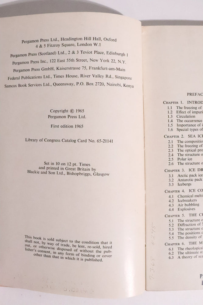 The Physics of Ice — E. R. Pounder, First Edition, 1965