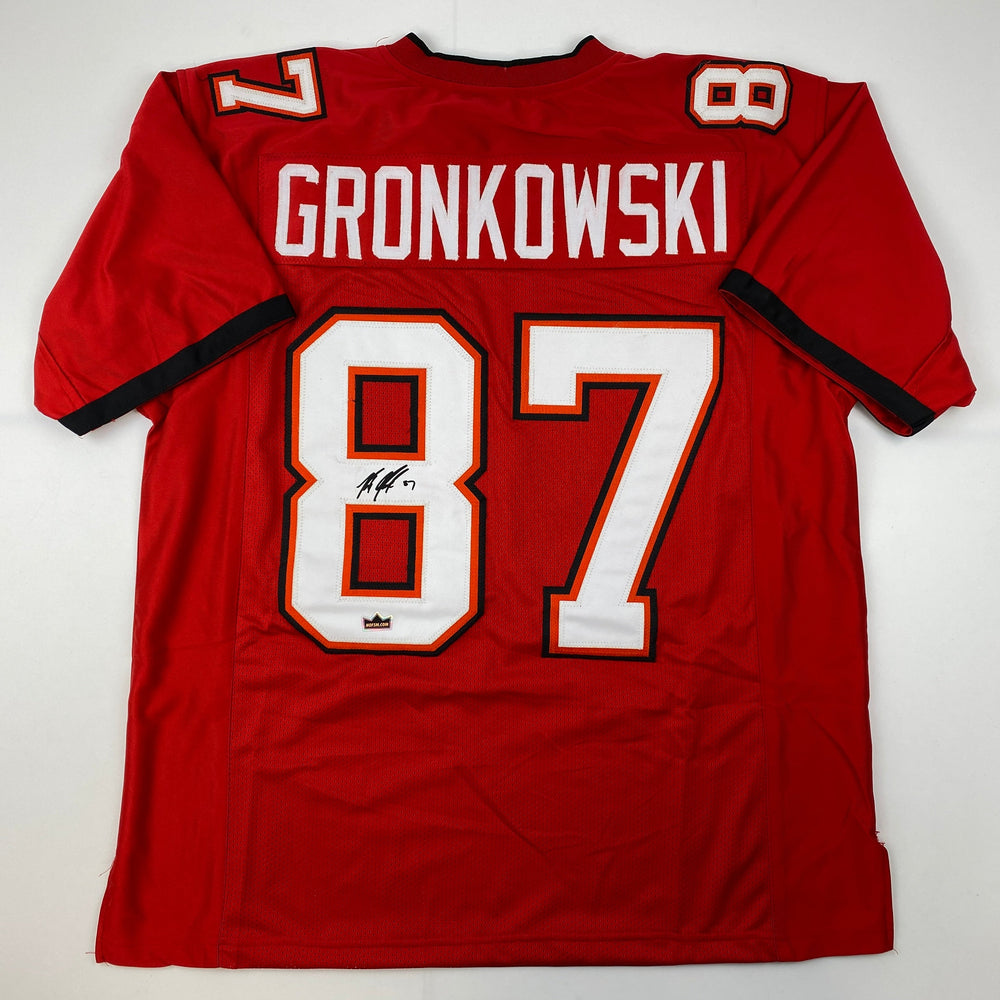 Facsimile Autographed Rob Gronk Gronkowski Tampa Bay Red Reprint Laser Auto Football Jersey Size Men's XL (ONLINE ORDER ONLY)