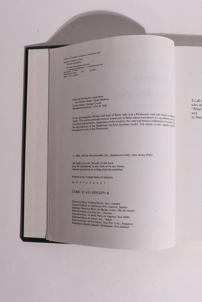 Dynamic Stratigraphy: An Introduction to Sedimentation and Stratigraphy – Robley K. Matthews – 2nd Edition, 1984