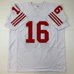 Facsimile Autographed Joe Montana San Francisco White Reprint Laser Auto Football Jersey Size Men's XL (ONLINE ORDER ONLY)