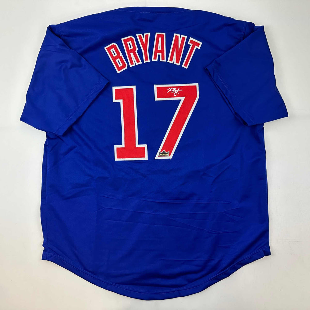 Facsimile Autographed Kris Bryant Chicago Blue Reprint Laser Auto Baseball Jersey Size Men's XL (ONLINE ORDER ONLY)