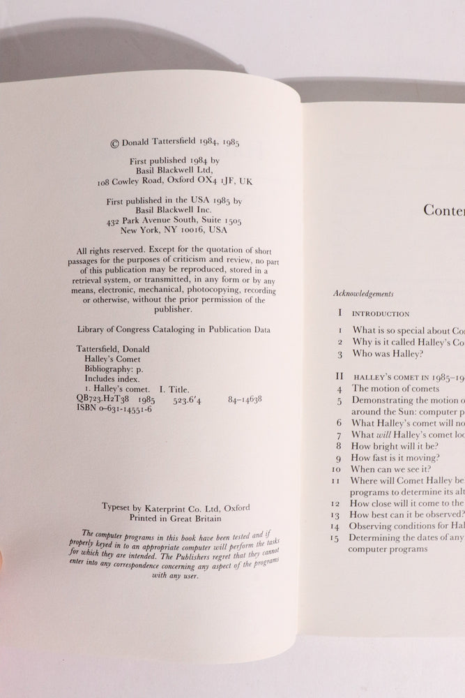 Halley’s Comet — Donald Tattersfield, First U.S. Edition (1985) (ONLINE ORDER ONLY)