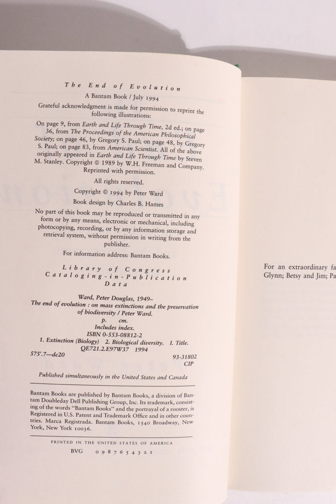The End of Evolution: On Mass Extinctions and the Preservation of Biodiversity — Peter Ward, First Edition, First Printing (1994) (ONLINE ORDER ONLY)