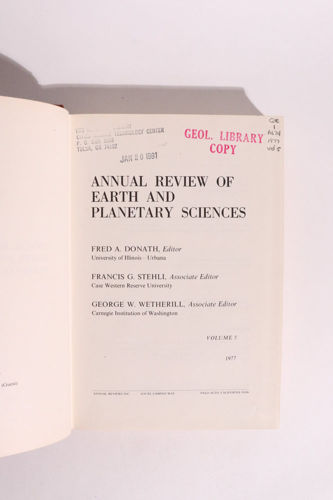 Annual Review of Earth and Planetary Sciences, Volume 5 (1977) — Geology, Moon, Mars & Paleoclimate (ONLINE ORDER ONLY)