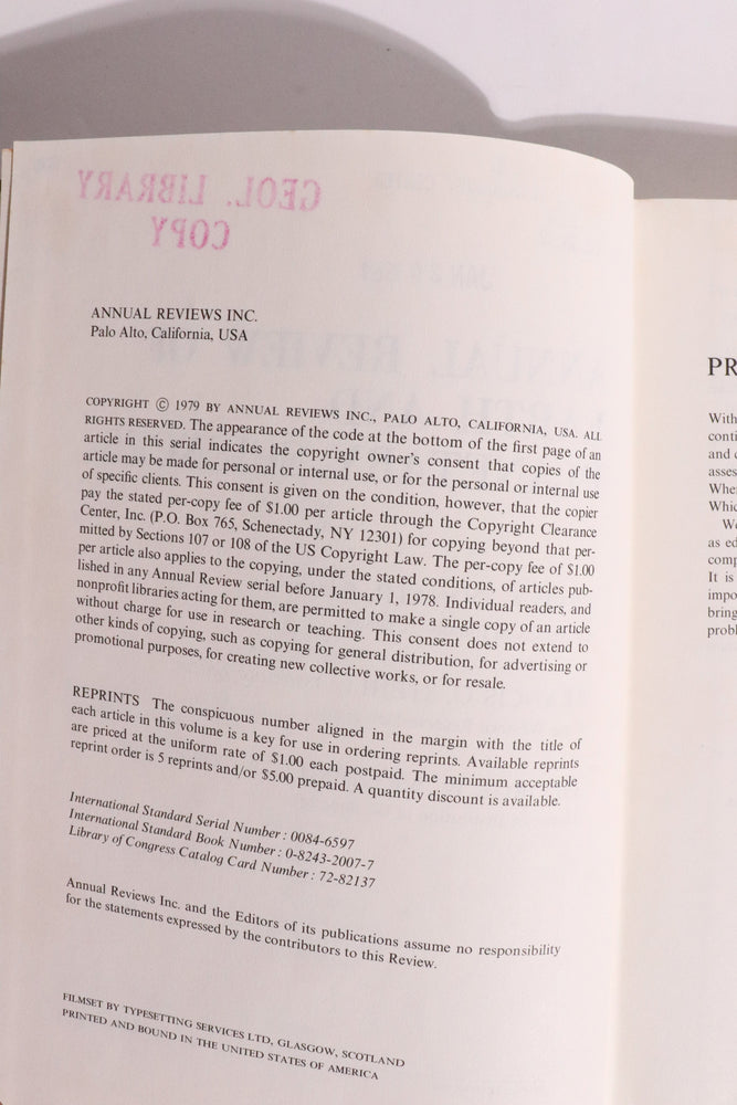 Annual Review of Earth and Planetary Sciences, Volume 7 (1979) — Dinosaur Extinction, Climate, Jupiter & Planetary Geology (ONLINE ORDER ONLY)