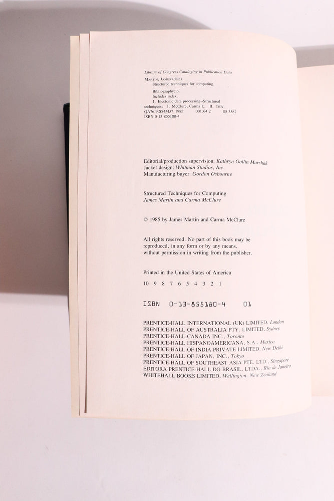 Structured Techniques for Computing — James Martin & Carma McClure | Early Software Engineering & CASE, First Printing (1985) (ONLINE ORDER ONLY)