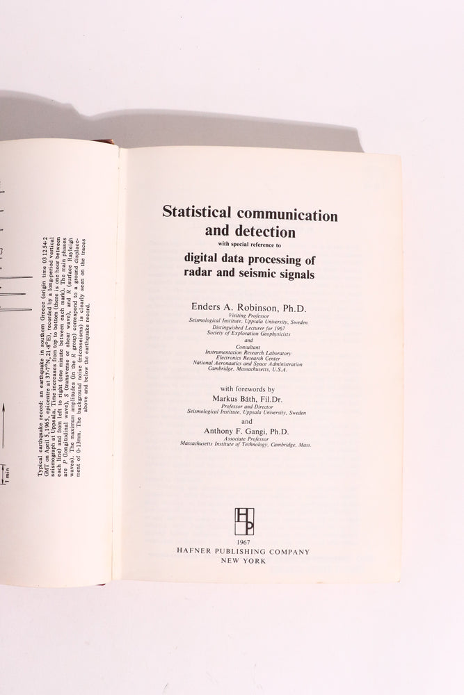 Statistical Communication and Detection: Digital Processing of Radar & Seismic Signals — Enders A. Robinson, First Edition / U.S. Issue (1967) (ONLINE ORDER ONLY)