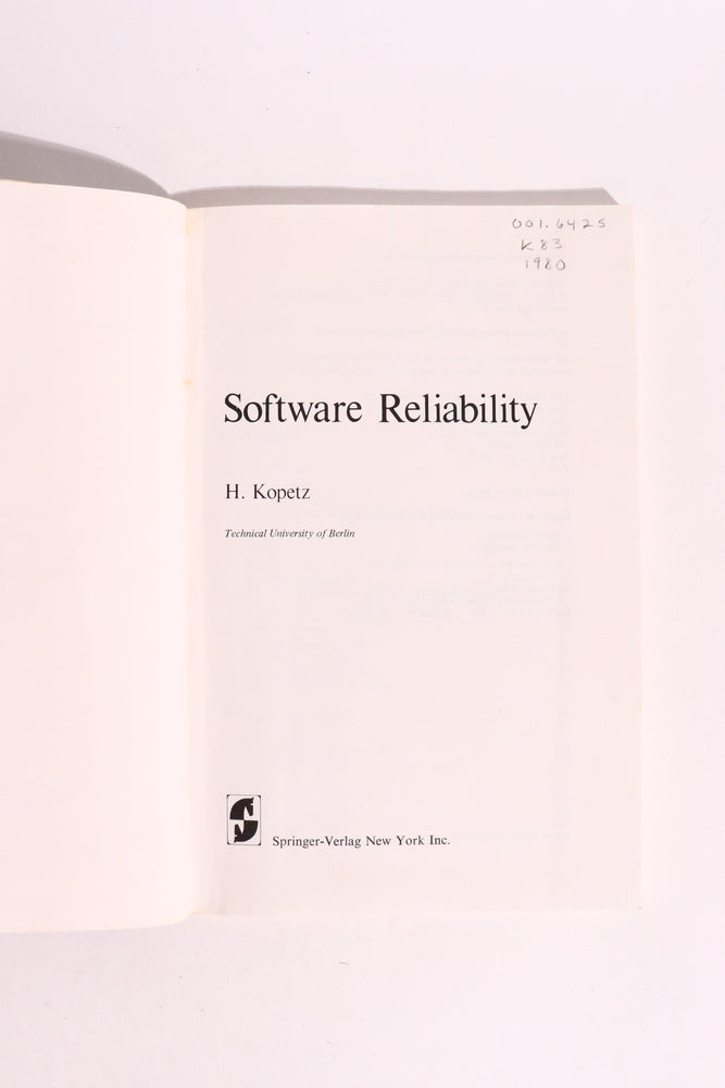 Software Reliability — Hermann Kopetz, 1980 | Early Software Engineering & Fault-Tolerant Computing (ONLINE ORDER ONLY)