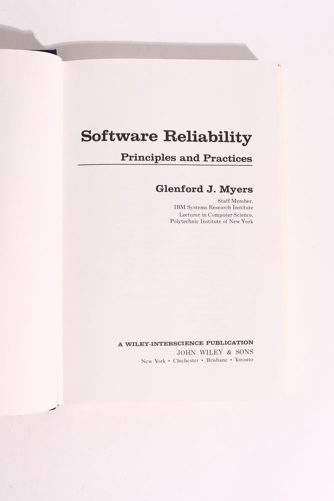 Software Reliability: Principles & Practices — Glenford J. Myers, 1976 | Vintage Software Engineering (ONLINE ORDER ONLY)