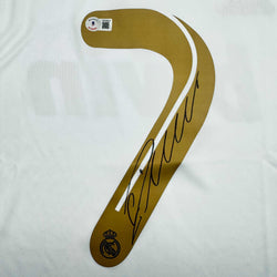 Autographed/Signed Cristiano Ronaldo Real Madrid White Soccer Jersey Beckett BAS COA (ONLINE ORDER ONLY)