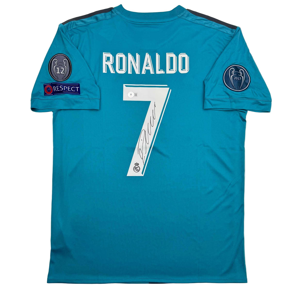 Autographed/Signed Cristiano Ronaldo Real Madrid Blue Soccer Jersey Beckett BAS COA (ONLINE ORDER ONLY)