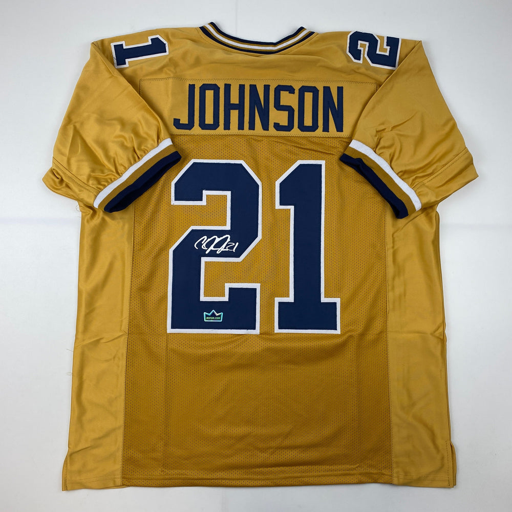 Facsimile Autographed Calvin Johnson Georgia Tech Gold Reprint Laser Auto College Football Jersey Size Men's XL (ONLINE ORDER ONLY)
