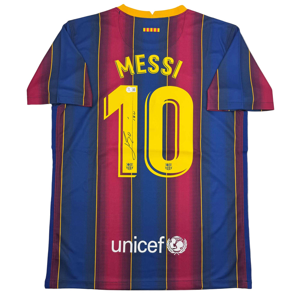 Autographed/Signed Lionel Leo Messi FC Barcelona Soccer Jersey Beckett BAS COA (ONLINE ORDER ONLY)