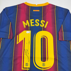 Autographed/Signed Lionel Leo Messi FC Barcelona Soccer Jersey Beckett BAS COA (ONLINE ORDER ONLY)