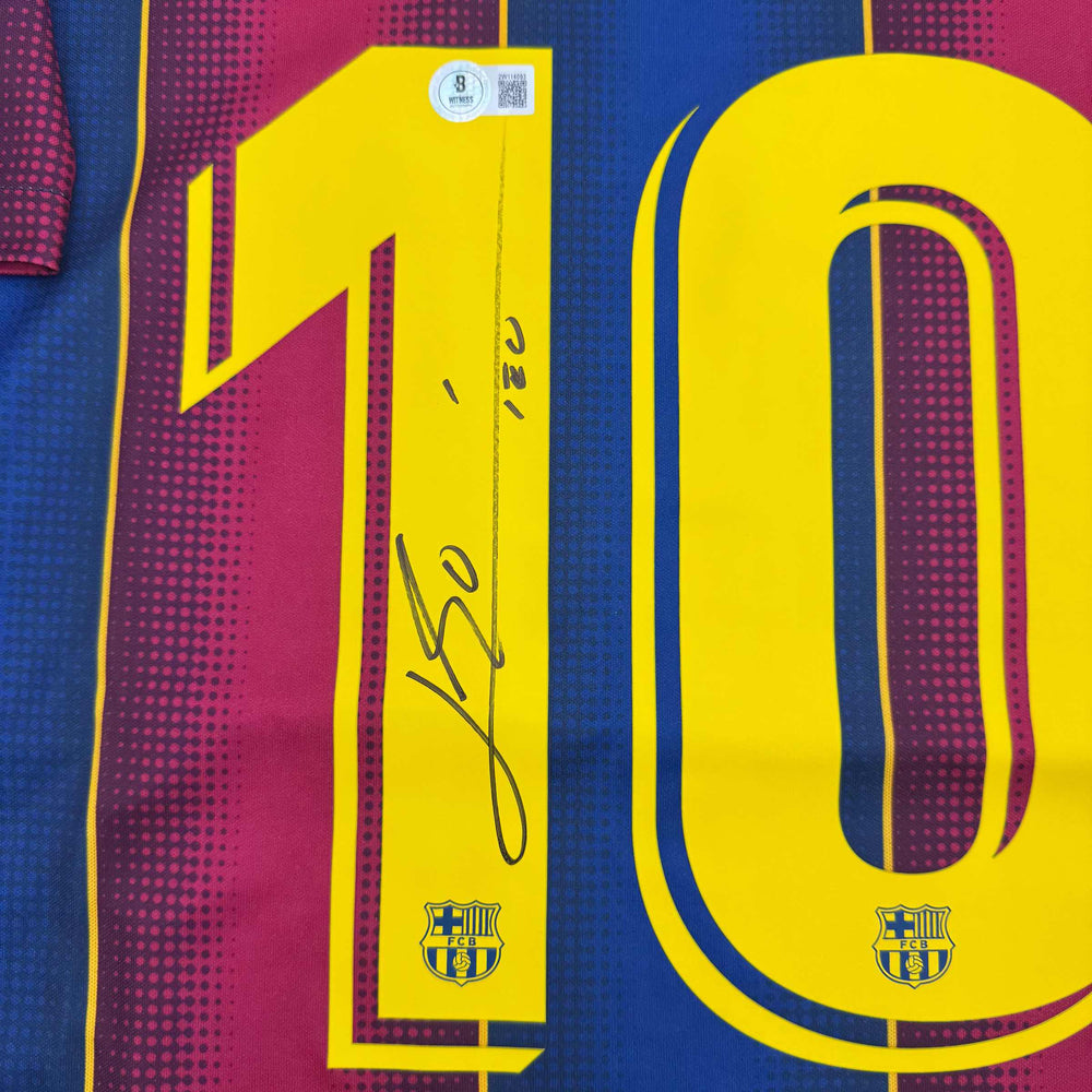 Autographed/Signed Lionel Leo Messi FC Barcelona Soccer Jersey Beckett BAS COA (ONLINE ORDER ONLY)