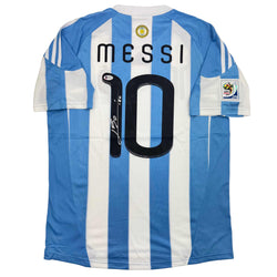 Autographed/Signed Lionel Leo Messi Argentina Blue/White Soccer Jersey Beckett BAS COA (ONLINE ORDER ONLY)