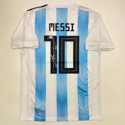 Autographed/Signed Lionel Leo Messi Argentina Blue/White Soccer Jersey Beckett BAS COA (ONLINE ORDER ONLY)