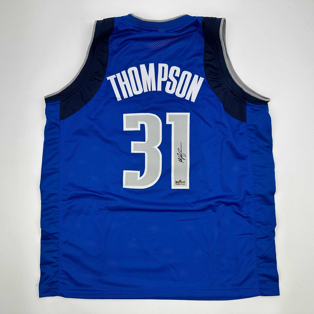 Facsimile Autographed Klay Thompson Dallas Blue Reprint Laser Auto Basketball Jersey Size Men's XL (ONLINE ORDER ONLY)