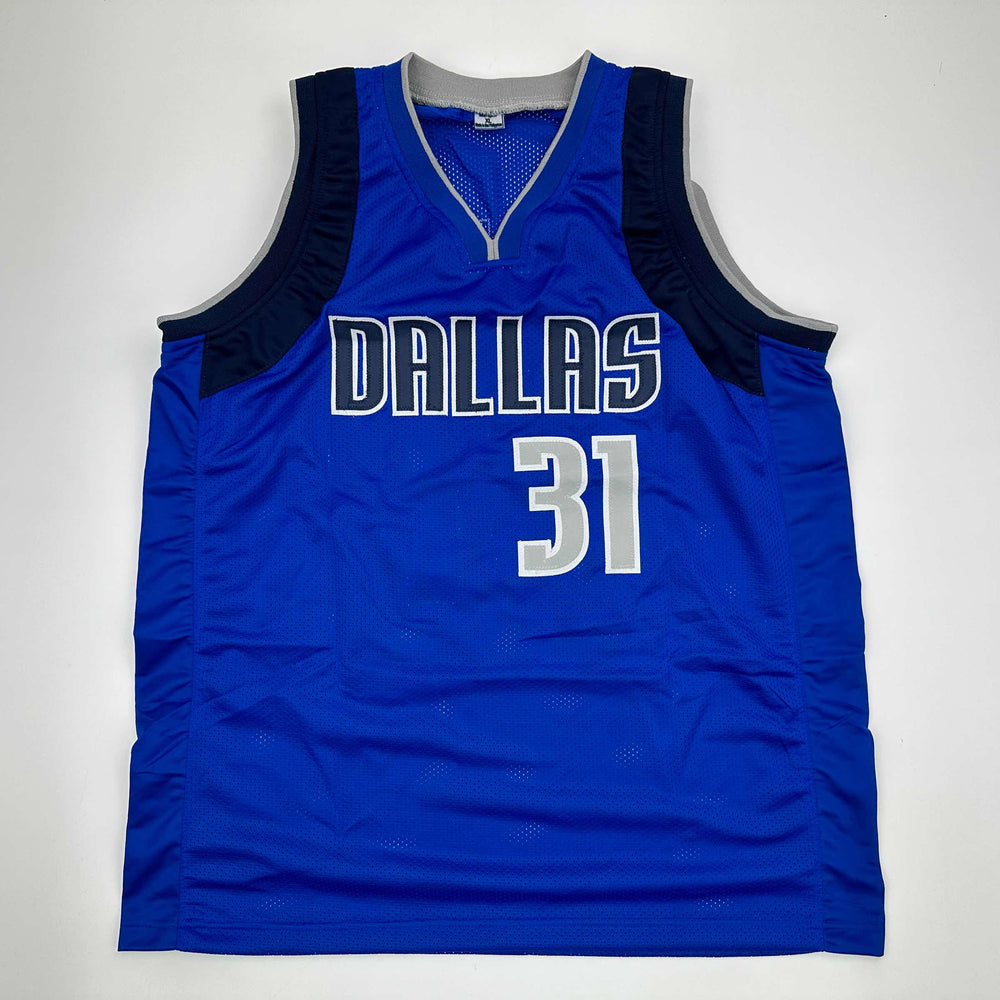Facsimile Autographed Klay Thompson Dallas Blue Reprint Laser Auto Basketball Jersey Size Men's XL (ONLINE ORDER ONLY)