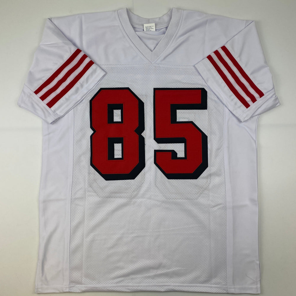 Facsimile Autographed George Kittle San Francisco White Alternate Reprint Laser Auto Football Jersey Size Men's XL (ONLINE ORDER ONLY)
