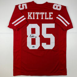 Facsimile Autographed George Kittle San Francisco Red Reprint Laser Auto Football Jersey Size Men's XL (ONLINE ORDER ONLY)