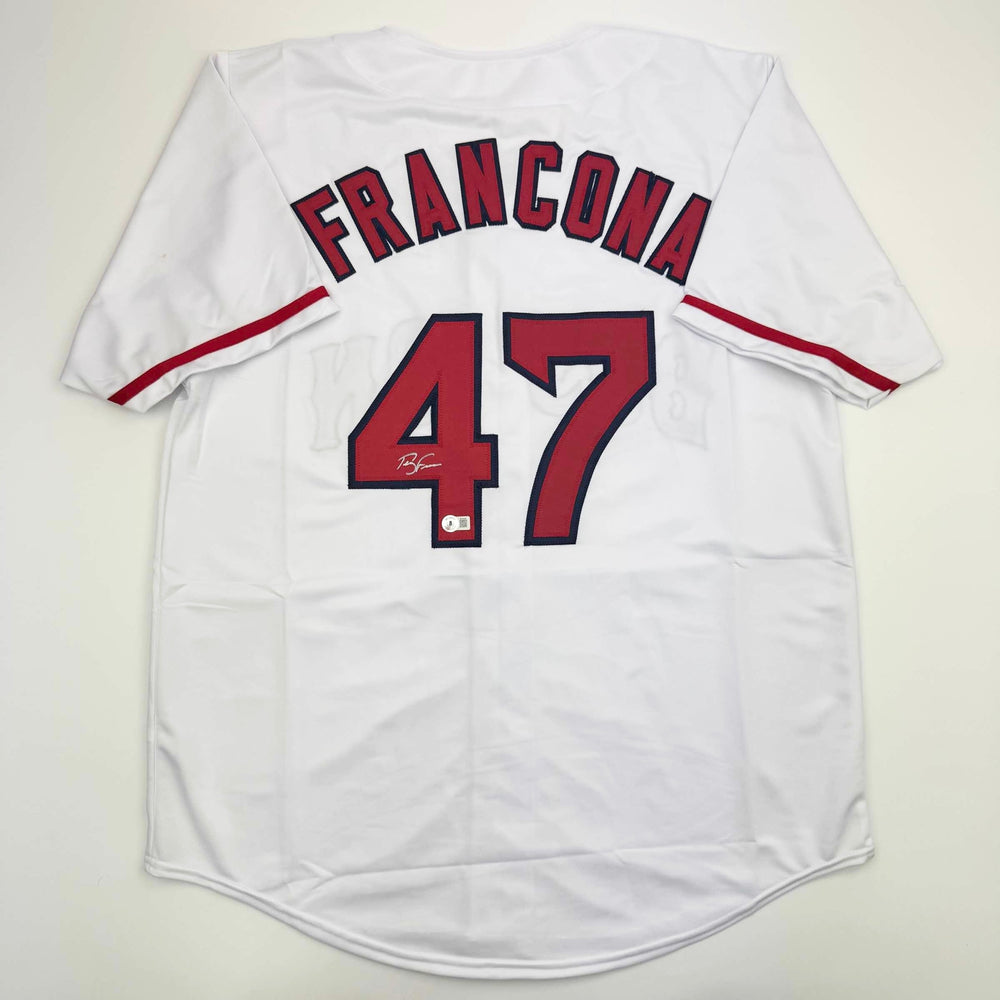 Autographed/Signed Terry Francona Boston White Baseball Jersey Beckett BAS COA (ONLINE ORDER ONLY)