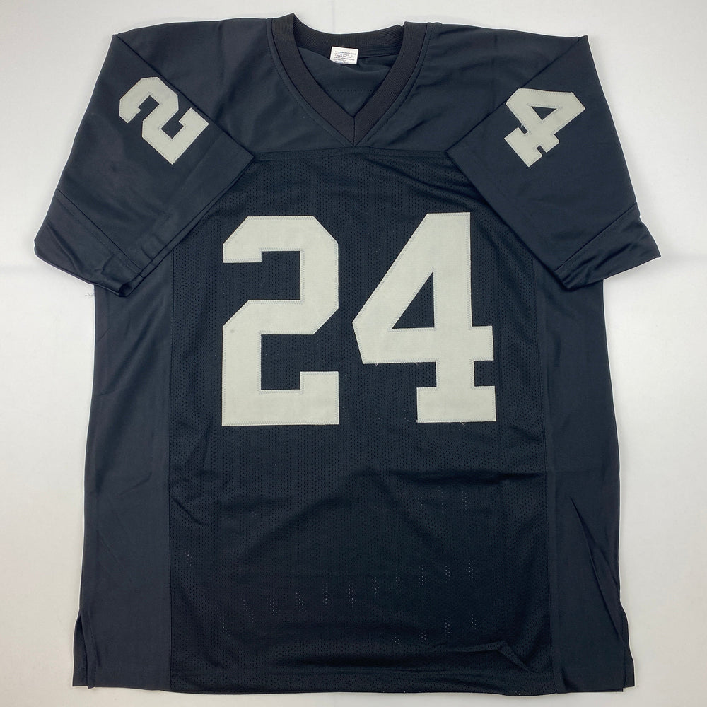 Facsimile Autographed Charles Woodson Oakland Las Vegas Black Reprint Laser Auto Football Jersey Size Men's XL (ONLINE ORDER ONLY)