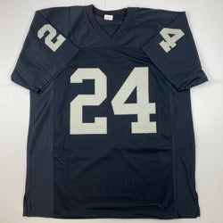 Facsimile Autographed Charles Woodson Oakland Las Vegas Black Reprint Laser Auto Football Jersey Size Men's XL (ONLINE ORDER ONLY)