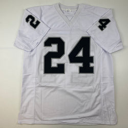 Facsimile Autographed Charles Woodson Oakland Las Vegas White Reprint Laser Auto Football Jersey Size Men's XL (ONLINE ORDER ONLY)
