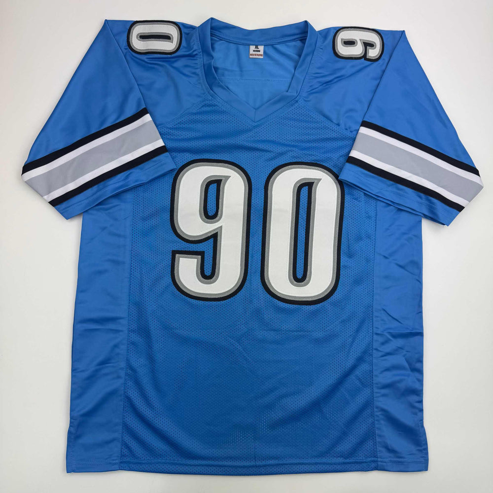 Autographed/Signed Ndamukong Suh Detroit Blue Football Jersey Beckett BAS COA (ONLINE ORDER ONLY)