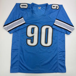 Autographed/Signed Ndamukong Suh Detroit Blue Football Jersey Beckett BAS COA (ONLINE ORDER ONLY)