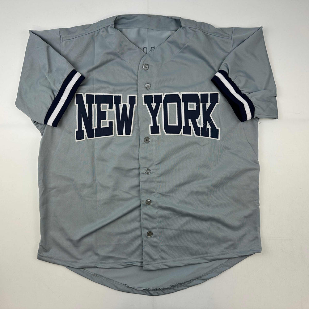 Facsimile Autographed Giancarlo Stanton New York Grey Reprint Laser Auto Baseball Jersey Size Men's XL (ONLINE ORDER ONLY)